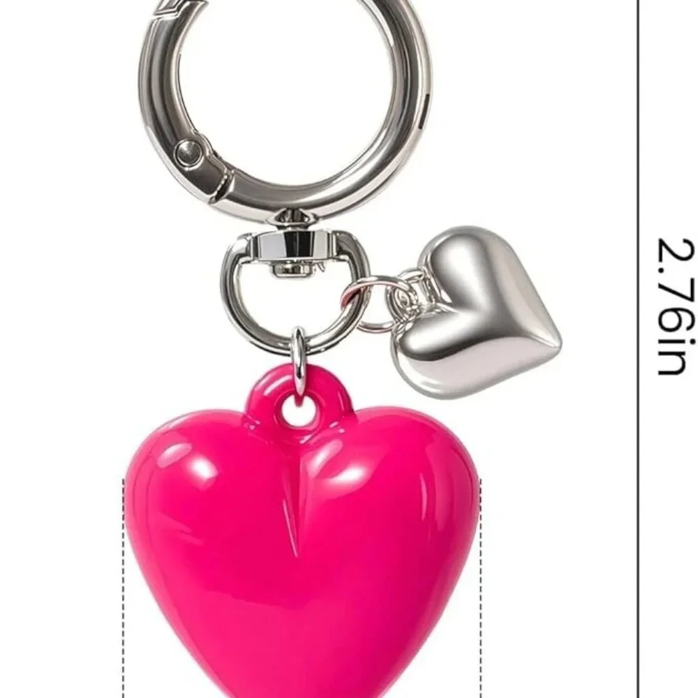 Sliver Keychain for Women, Cute Girls Heart Keychain, Pink Bag Charms Accessorie